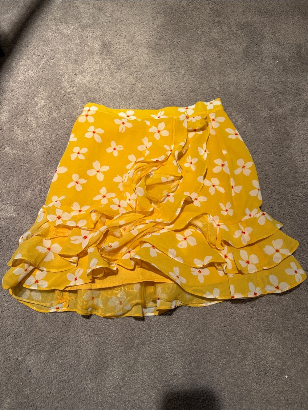 Bardot Bright Yellow Floral Ruffle Mini Skirt